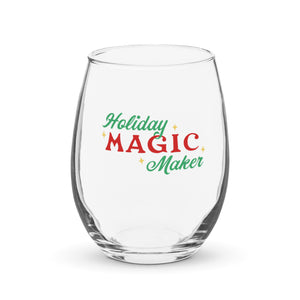 Holiday Magic Maker (Red + Green) Stemless Wine Glass