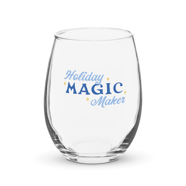 Holiday Magic Maker (Blue) Stemless Wine Glass