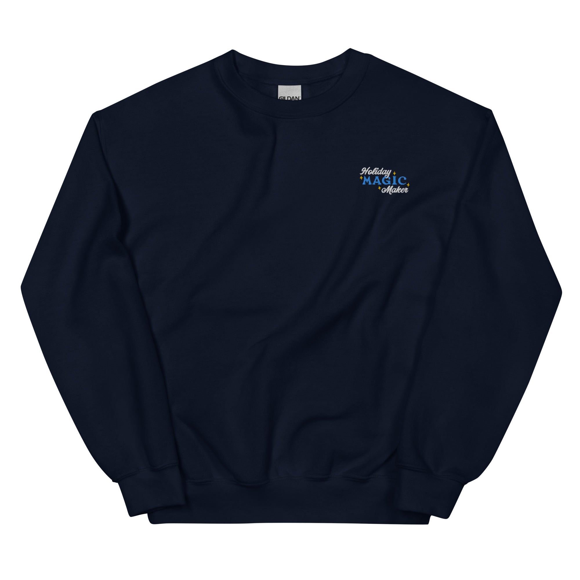 Holiday Magic Maker Blue & White Embroidered Crew