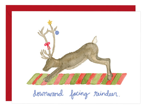 Downward Facing Reindeer Holiday Greeting Card