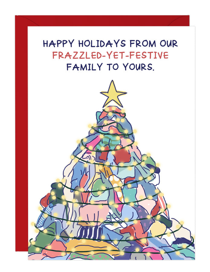 Laundry Pile Christmas Tree - Holiday Card