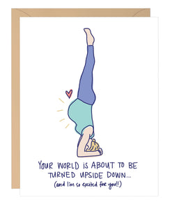Headstand Pregnancy Card - Yoga Baby Shower Card
