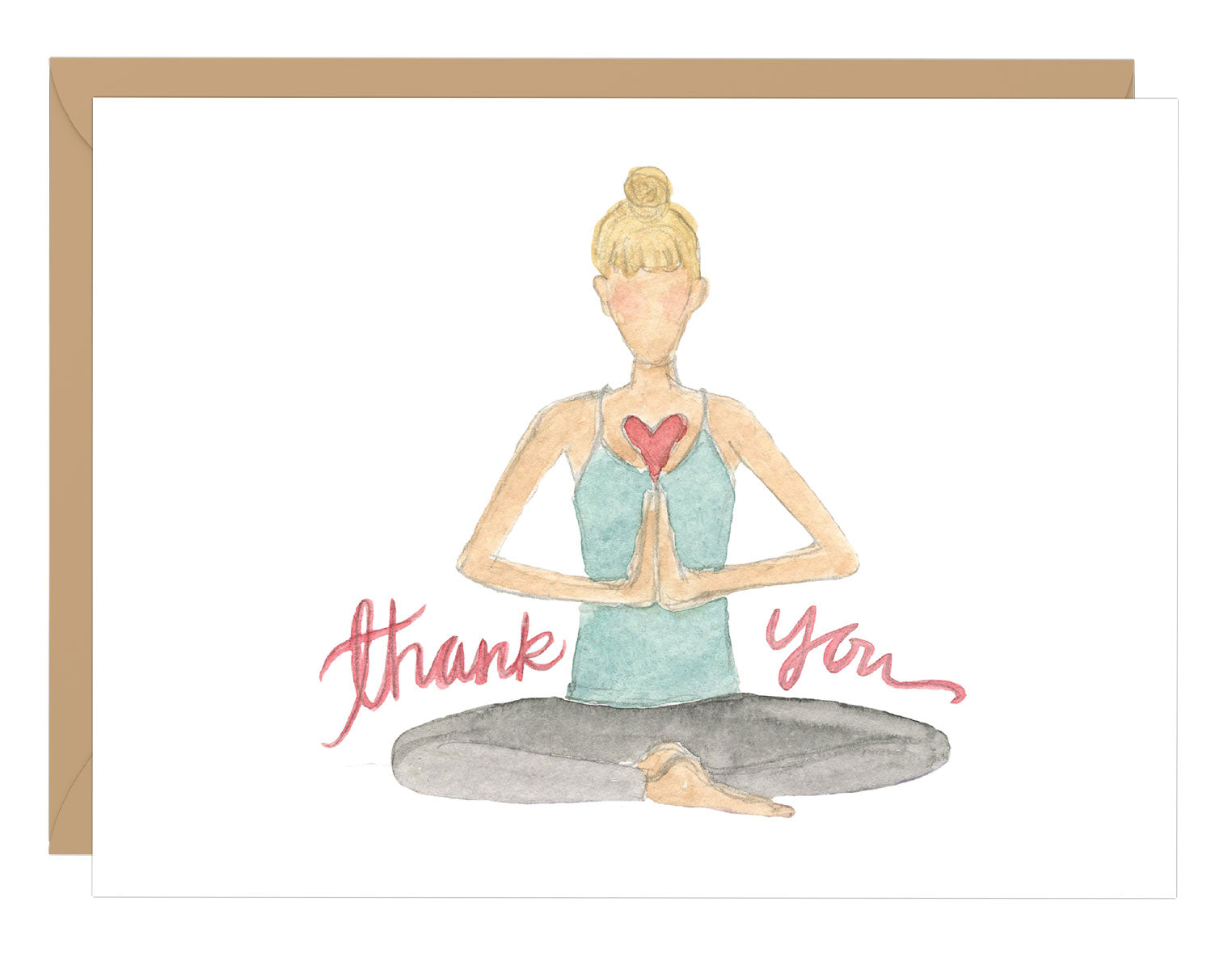 Watercolor Thank You Yogi (Blonde) - Yoga Thank You Card