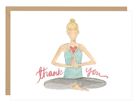 Watercolor Thank You Yogi (Blonde) - Yoga Thank You Card