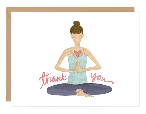 Watercolor Thank You Yogi (Brunette) - Yoga Thank You Card